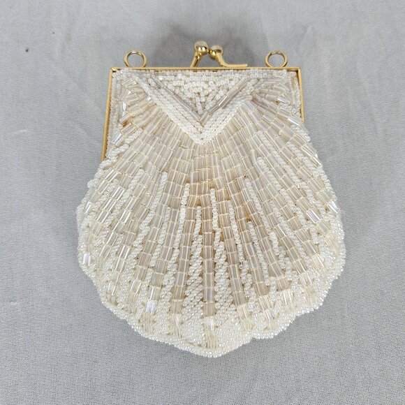 Beaded Seashell Design Vintage Clutch Purse - Picture 2 of 13